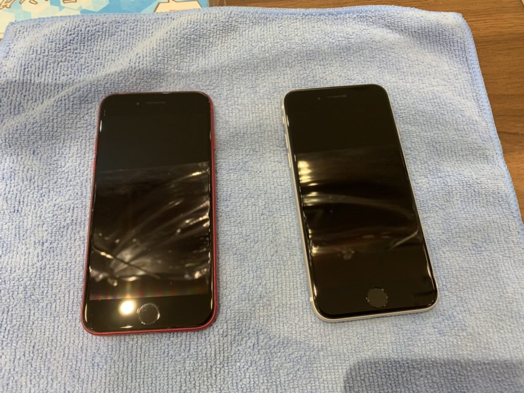 西区己斐上からお越しのお客様、iPhoneSE2を２台ガラスコーティング
